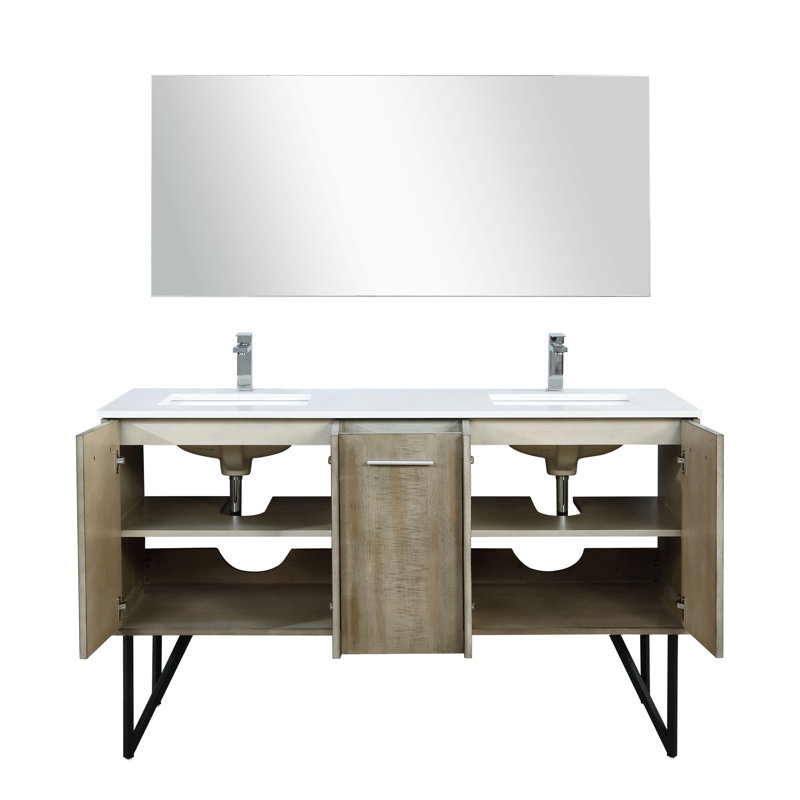 Lancy 60" W x 20" D Double Bath Vanity Faucet Set, White Cultured Marble