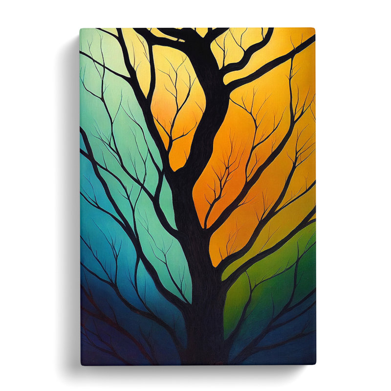 A Colourful Abstract Tree No.1 - Wrapped Canvas Print, 50cm H x 35cm W x 3cm D