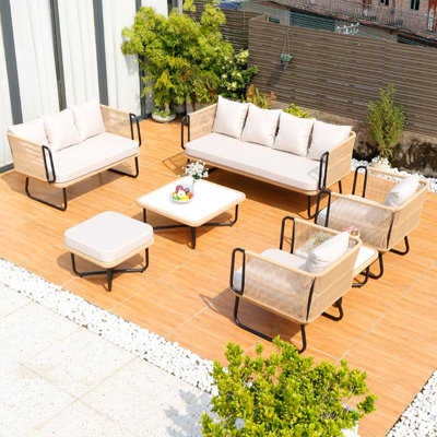 Brendyn 7 - Person Patio Conversation Set with Cushions