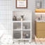 Armoire de rangement en bois avec porte en verre et tablettes-984544657