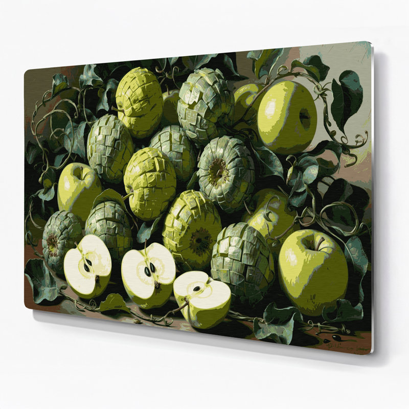 Art mural en métal vert pomme sauvage, H 11 po x l 14 po