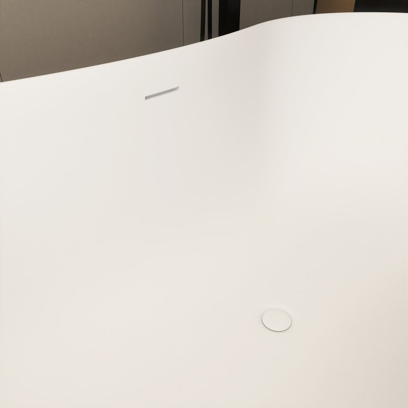 67" Freestanding Soaking Solid Surface Bathtub