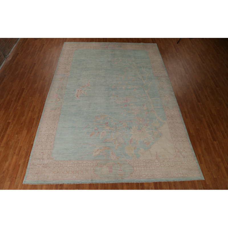 Tapis unique en coton bleu marine et bleus de 13 pi 9 po x 9 pi 11 po Neeld