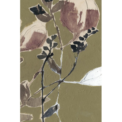 Mauve On Olive II - Wrapped Canvas Print