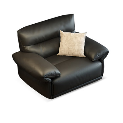 Fauteuil noir avec coussin en cuir véritable