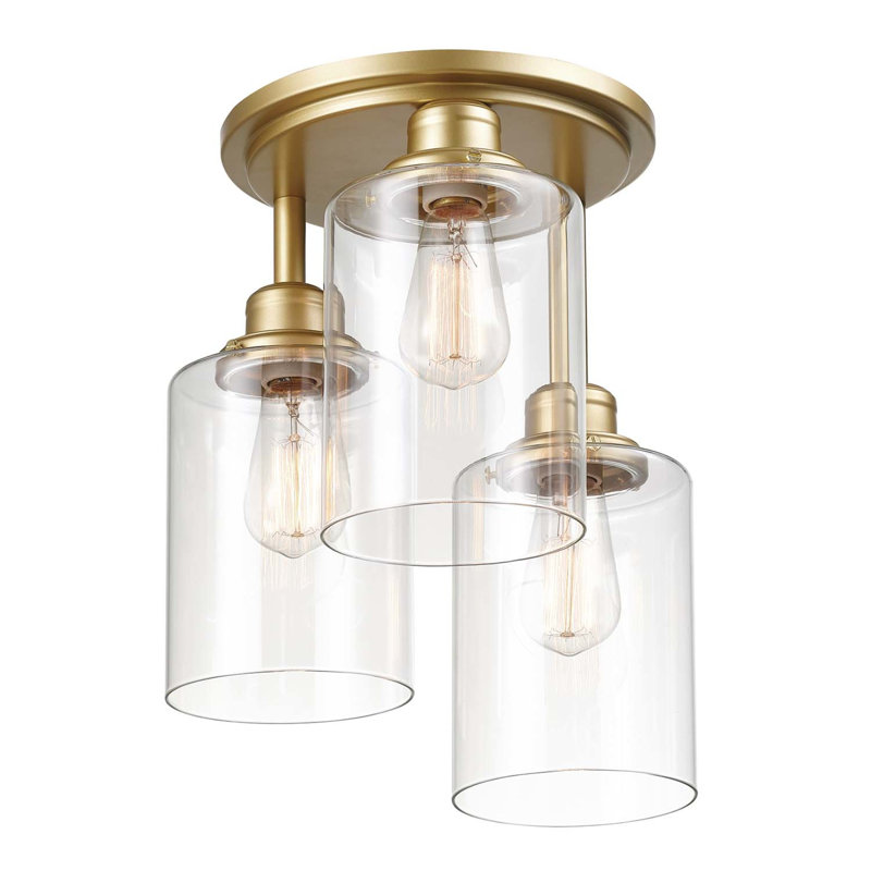 Tiarra Glass Semi Flush Mount, Matte Gold, Clear Glass