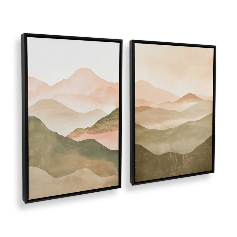 Sunset Jasper, ensemble de 2, H 48 po x l 66 po, Cadre flottant noir satiné