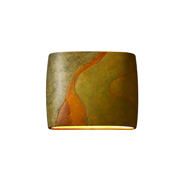 Krimhilde Ceramic LED Flush Mounted Sconce, Harvest Yellow Slate, 9.75" H x 12" W x 4" D