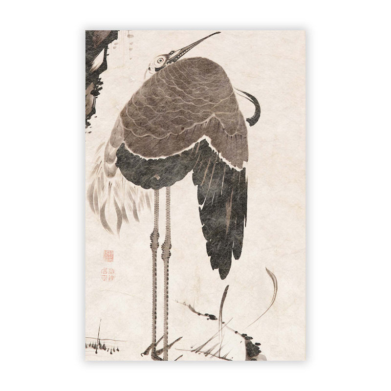 Crane by Ito Jakuchu - No Frame Painting, 29.7 cm H x 21 cm W