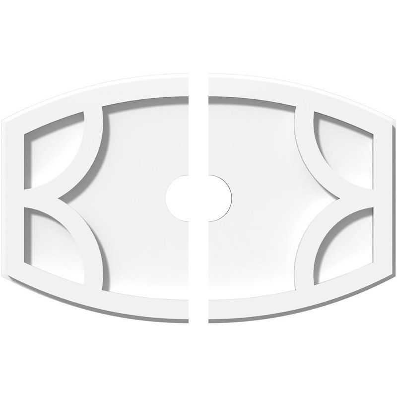 16"W x 10 5/8"H x 2"ID x 8 1/2"C x 1"P Kailey Architectural Grade PVC Contemporary Ceiling Medallion, Two Piece