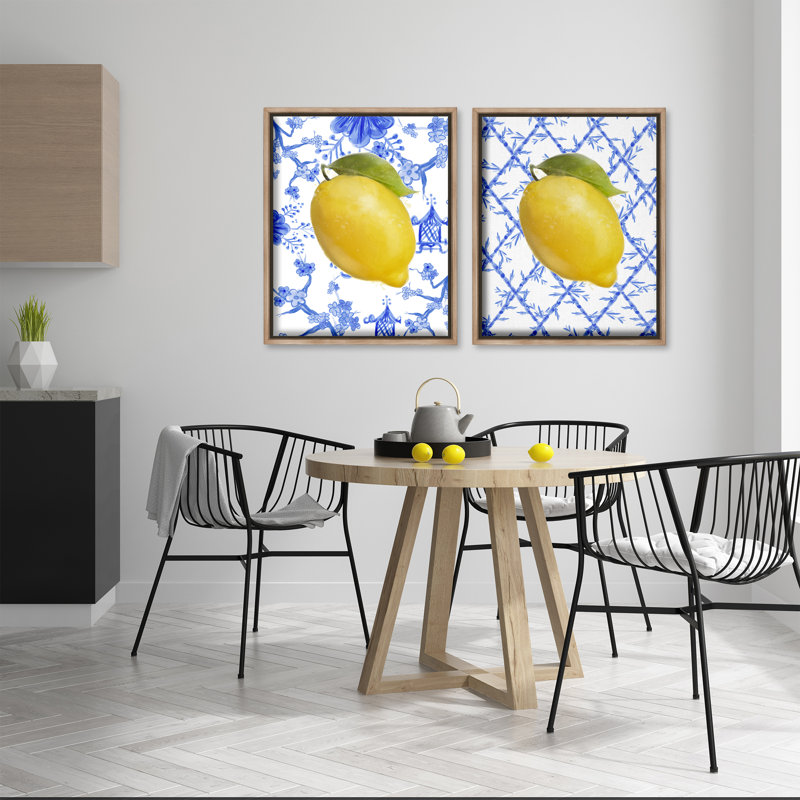 Ensemble de cadres flottants 2 pièces Classic Chinoiserie Lemons, design par Matthew Piotrowicz, H 21 po x l 17 po