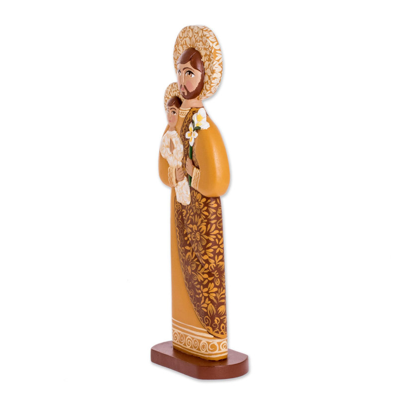 Sculpture Joseph et Jésus en cèdre