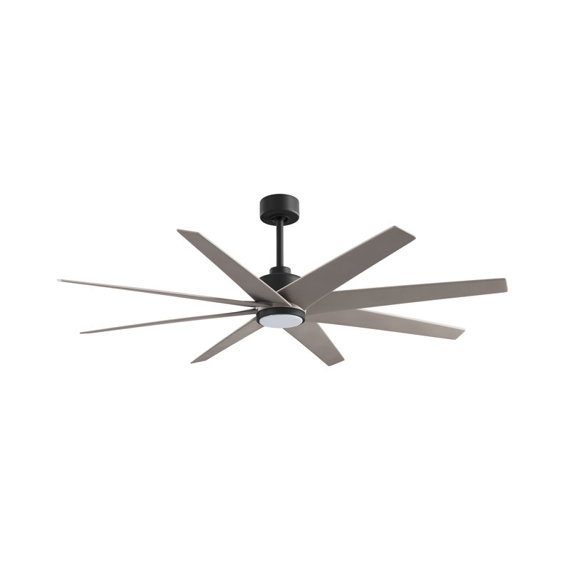 Ariella - Eight Blade Ceiling Fan - Integrated LED, Matte Black, Brushed Nickel