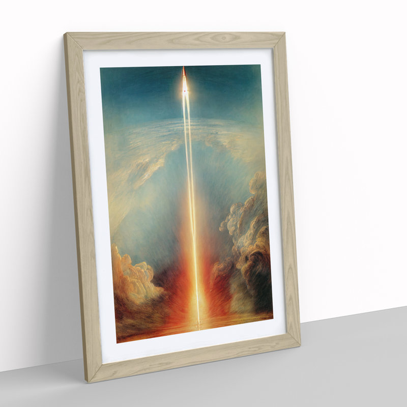 XV1022-577X An Awesome Spaceship Rocket - Single Picture Frame Print, 34cm H x 25cm W x 2cm D, Oak