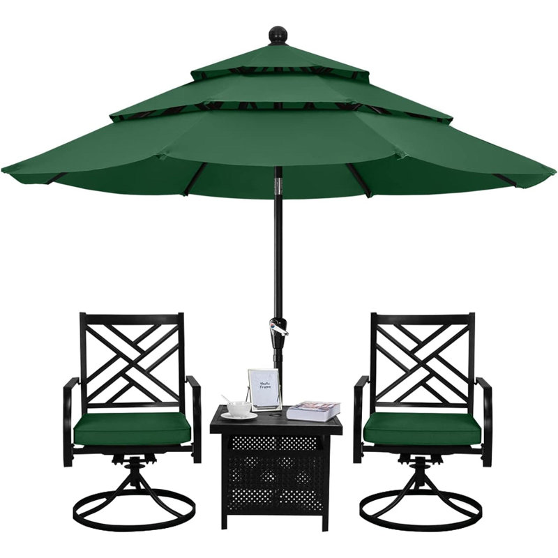 Parasols de patio à 3 niveaux 9 pi (vert)
