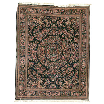 Hand Knotted Wool Oriental Area Rug in Dark Green And Green