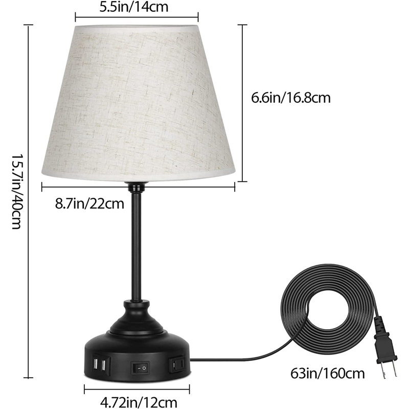 Jhovanni Metal USB Table Lamp, Linen