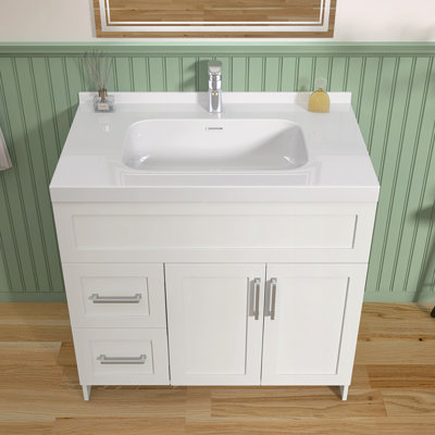 36" Bathroom Vanity Without Top Sink,Cabinet Base Only, Bathroom Storage With 2 Drawers,Two Door Design,Water,Stain Proof,Unassembled