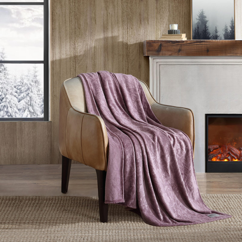 Jeté en peluche Eddie Bauer, Mauve