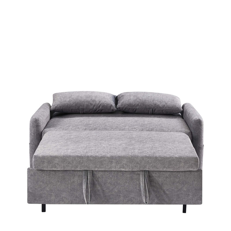Pull Out Sleep Sofa Bed Loveseats Sofa Couch with Adjsutable Backrest, Storage Pockets, Gray