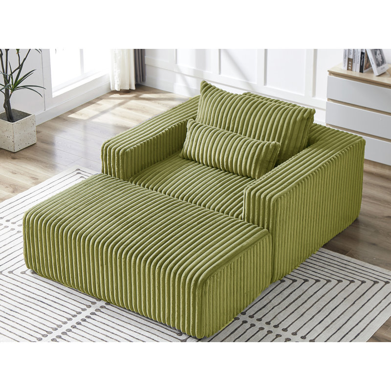 Flâneuse rembourrée, Velours côtelé vert