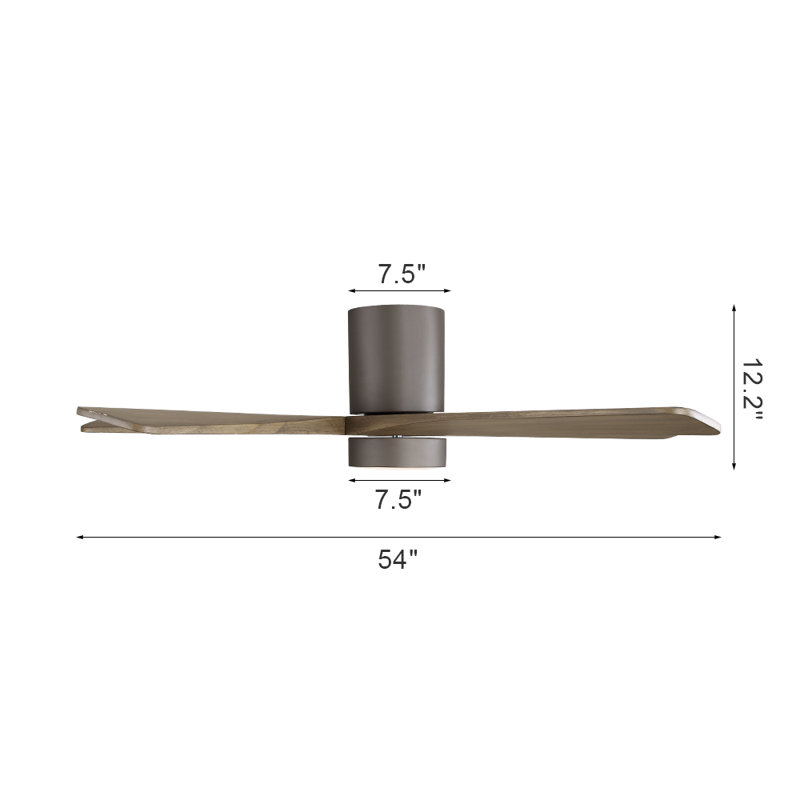 Ventilateur de plafond à 5 pales en bois massif avec ensemble d'éclairage et moteur à courant continu à distance, 54"