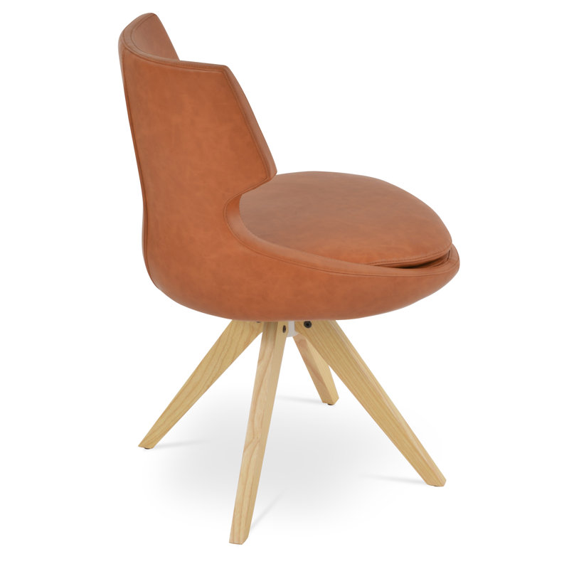 Patara Pyramid Swivel Dining Chair, Silver Wool, Natural