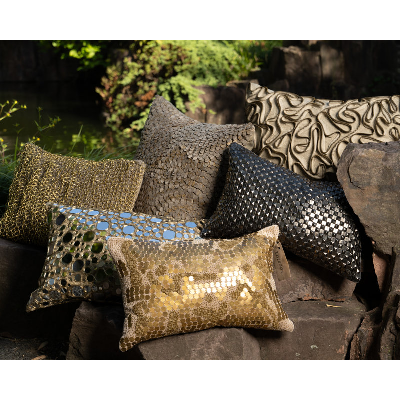 Heavy Metal Brass Fringe Pillow Cover & Insert