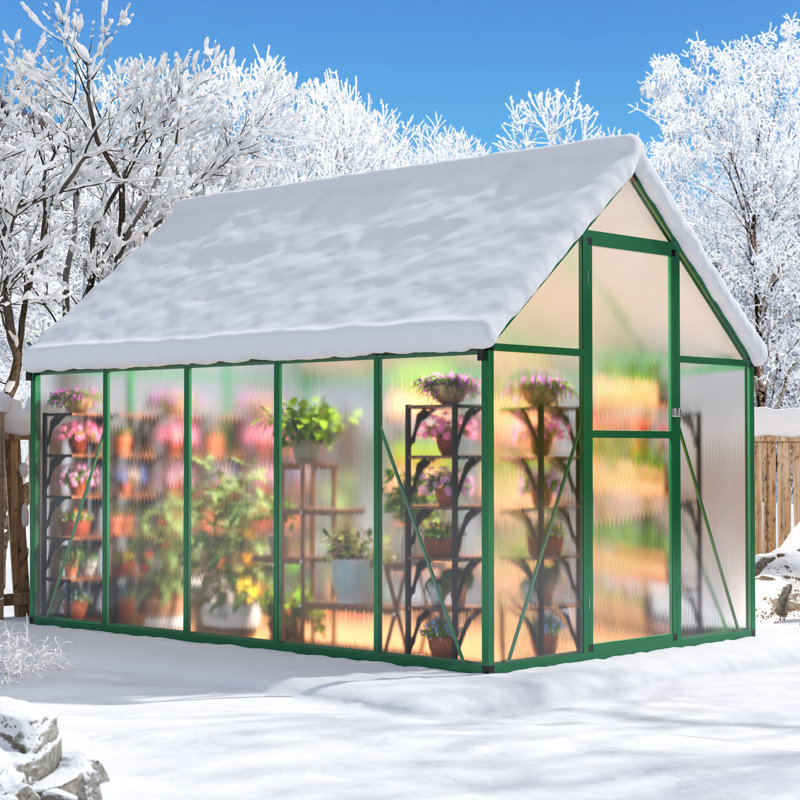 6 ft. W x 9 ft. D Greenhouse for Outdoors, with Quick Setup Structure and Roof Vent, Green