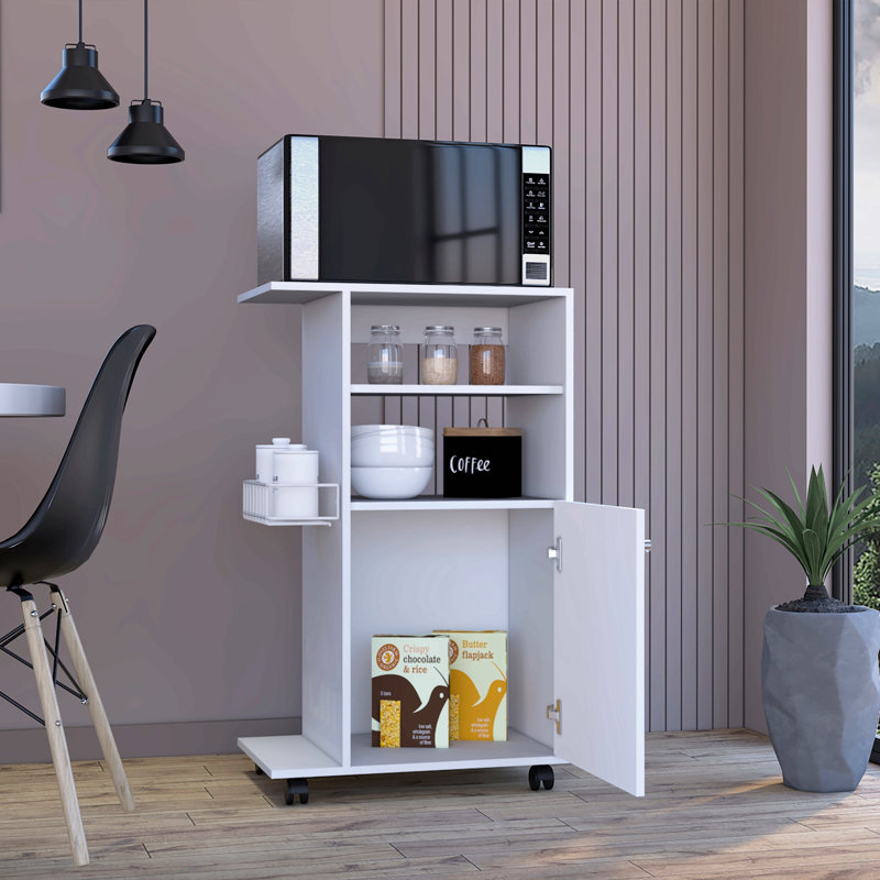 Chariot de cuisine à pince, armoire à une porte, quatre roulettes