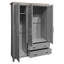 Armoire grise en bois à trois portes avec armoires et deux tringles pour le rangement de la chambre à coucher