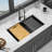 30'' D X 19'' W Black Granite Composite Workstation Undermount Quartz Single Bowl Kitchen Sink