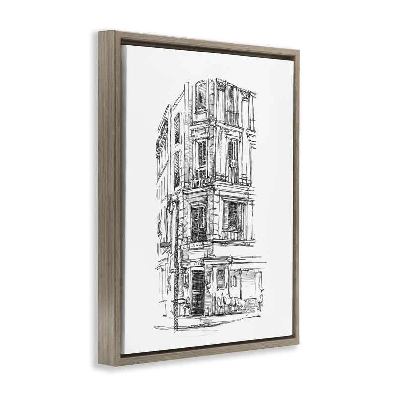 Cadre flottant Parisian Boulevard Architecture, design par Ethan Harper, Cadre flottant orme Montalcino, H 21 po x l 17 po