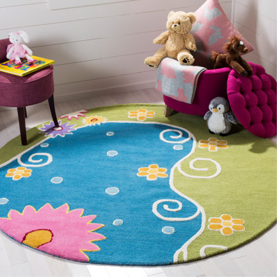 Tapis bleu / vert touffeté à la main Claro