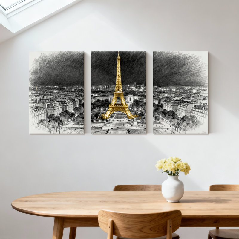 Ensemble de 3 impressions d'art sur toile, H 24 po x l 48 po