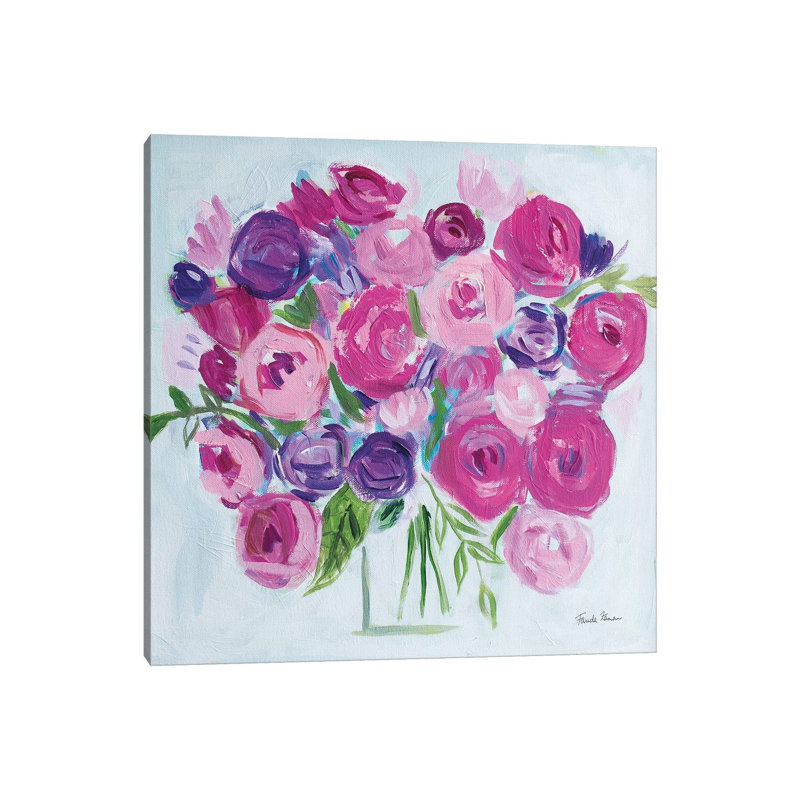 Roses Are Pink by Farida Zaman - Wrapped Canvas Painting, 30.48 cm H x 30.48 cm W