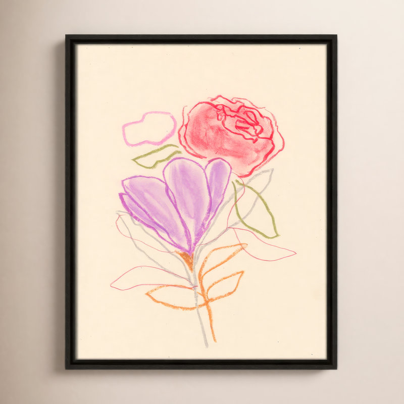«Simple Floral III» par Bea Dina, Toile encadrée flottante espresso, Pas de tapis, H 21,5 po x l 17,5 po x P 2 po