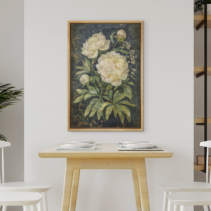«Classic Peony Flowers Modern Modern Rustic encadré chambre décorations murales», Naturel, H 24 po x l 16 po