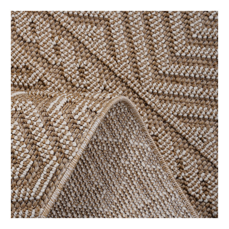 Collection 5X7 Mocha /Geometric Indoor/Outdoor Area Rug, Rectangle 6'7" x 7'9"