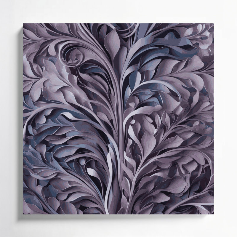 «Abstract Florals 84», art mural sur toile mauve, H 12 po x l 12 po