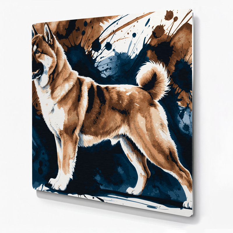 Chiens, art mural gris Akita, H 16 po x l 16 po