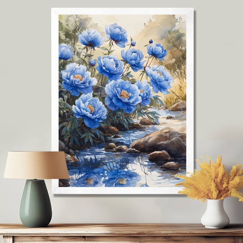 Clenard - Art mural floral, H 20 po x l 12 po, Reproduction encadrée sans passe-partout, Blanc