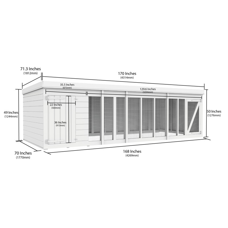 Total Sheds 14ft x 6ft Dog Run Short - Outdoor Dog Kennel - Pressure Treated Timber - UK Manufactured