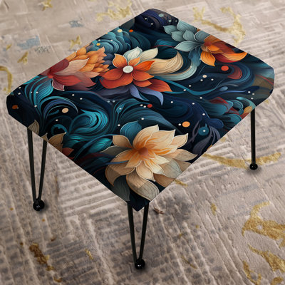 Mindful Awareness Mediation - Floral Rectangle Ottoman