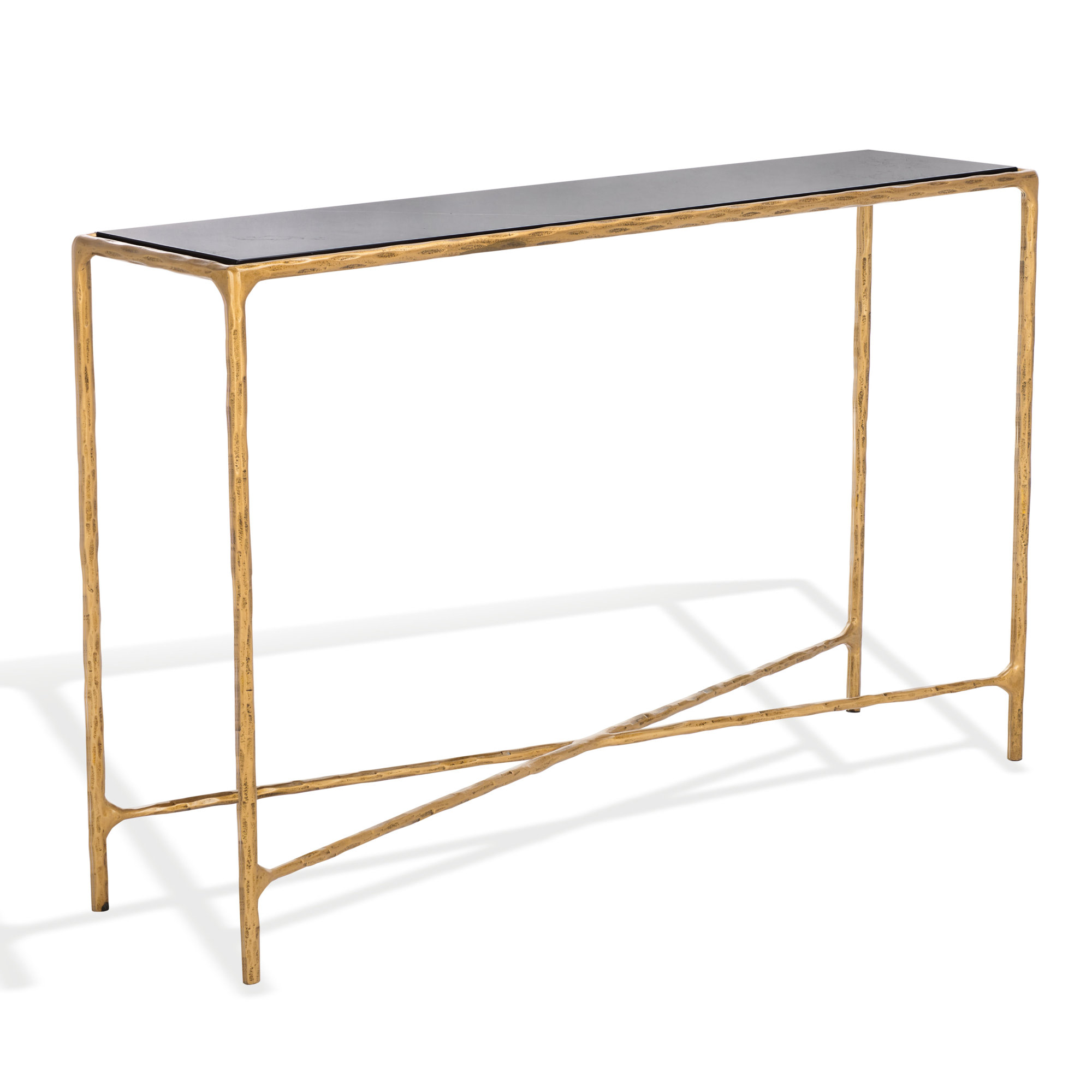 Evelynn 48'' Console Table, Brass, Black
