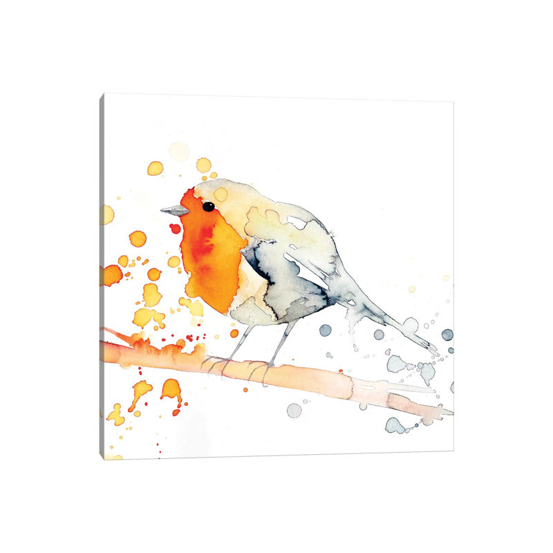Robin Bird II by The Cosmic Whale - No Frame Gallery-Wrapped Canvas Giclée on Canvas, 30.48cm H x 30.48cm W