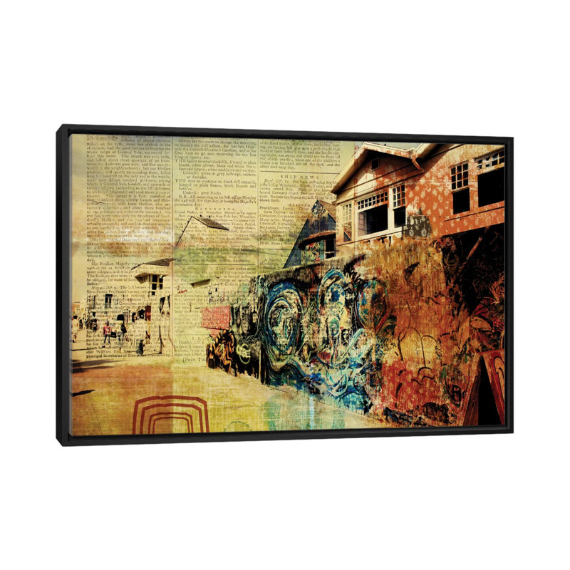 Venice beach boardwalk, art mural sur toile tendue, H 18 po x l 26 po x P 1,5 po, Toile avec cadre noir, Pas de tapis