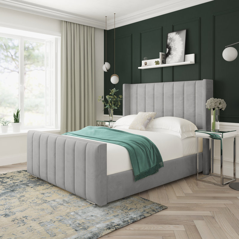 Aspen Plush Velvet Upholstered Bed Frame, Small Single (2'6), Grey