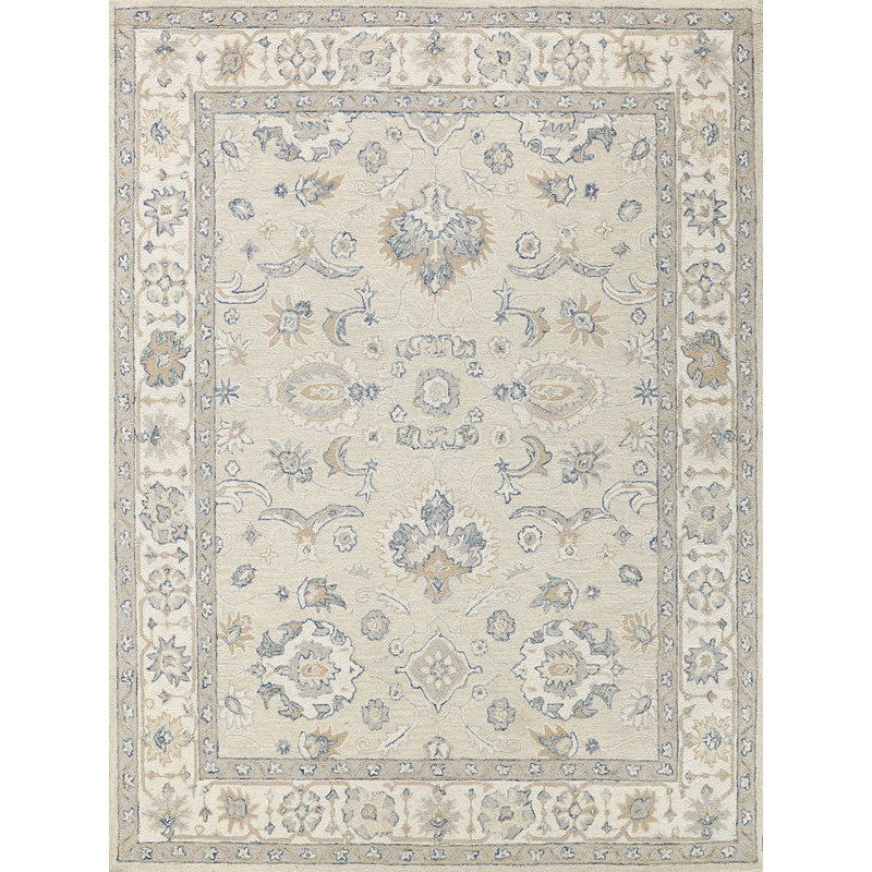 Exquisite Rugs Marietta Oushak Handmade Hand-Tufted New Zealand Wool On Canvas Ivory/Ivory Area Rug, Rectangle 8' x 10'