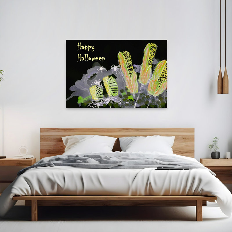 Happy Halloween Spiders Contemporary Spider Autumn Wall Art Print 1 Piece Wrapped Canvas Wall Art, 101.6cm H x 152.4cm W